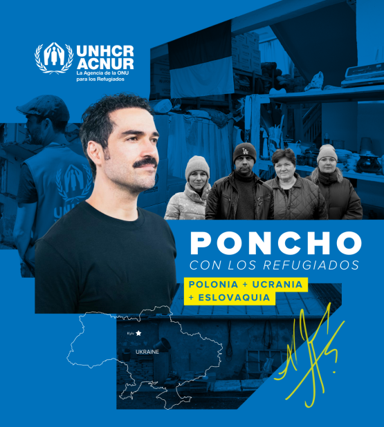 Poncho con los refugiados Poncho con los refugiados